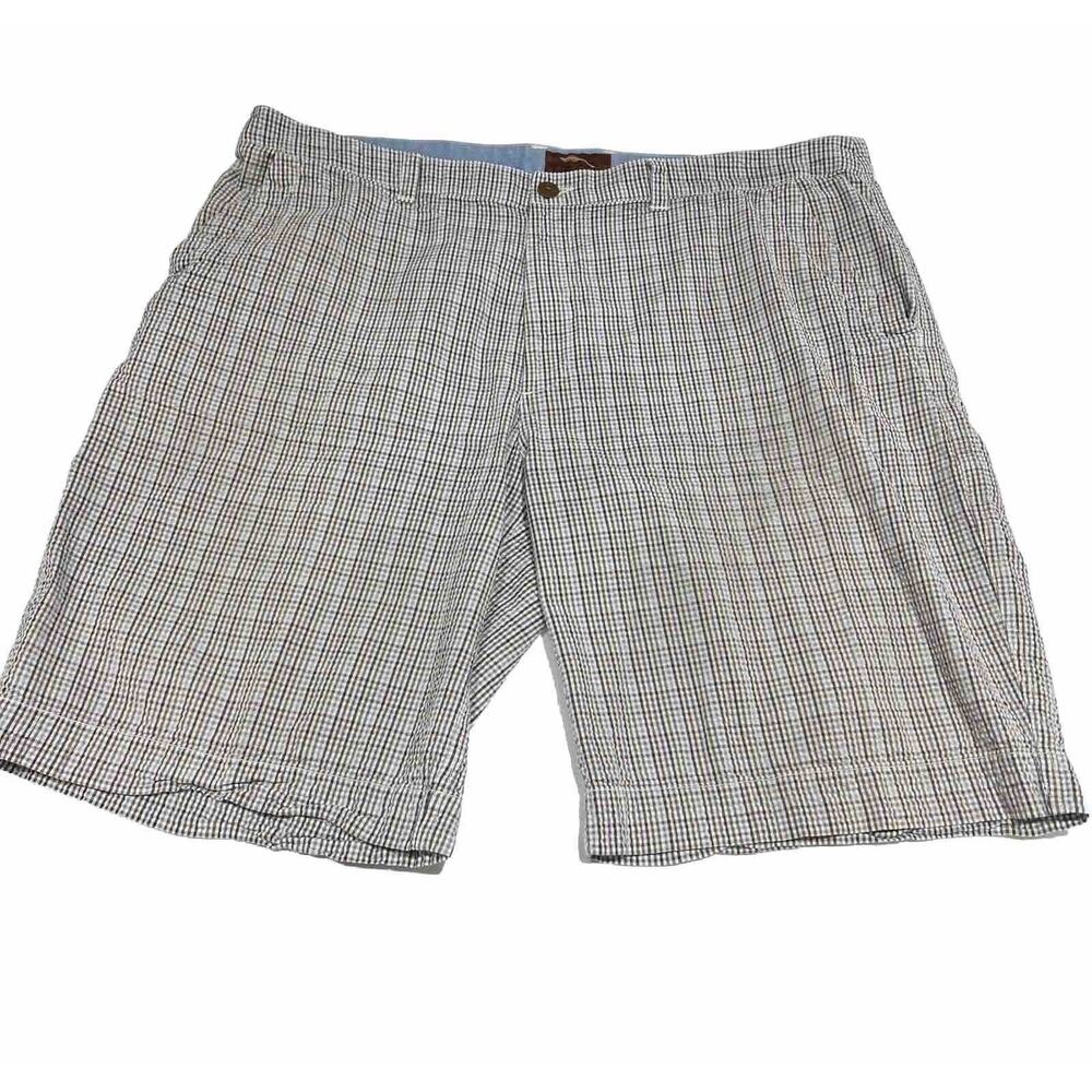Bob Timberlake Men's 44 Plaid Walking Shorts seersucker Flat Front